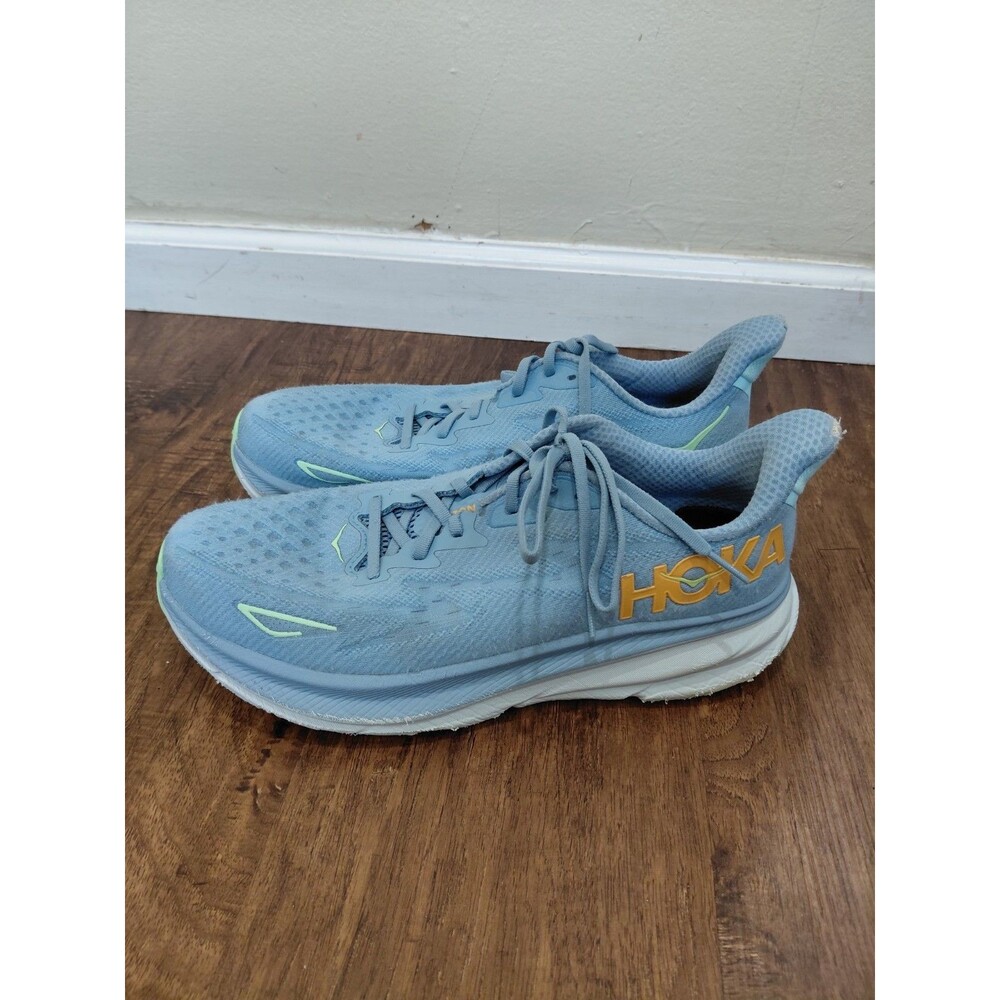 HOKA One One Clifton 9  Blue/Orange Men Size 11.5D  Running Shoes Sneakers